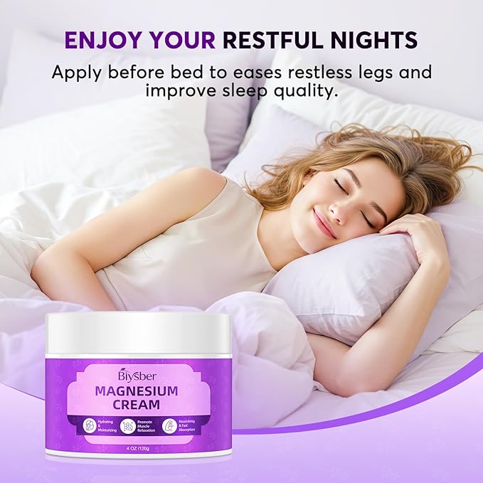 Topical Magnesium Lotion Cream for Sleep: Natural Magnesium Body Butter for Sweet Sleep/Leg Cramps/Feet/Arms/Muscle Pain Relaxation - Calm Moisturizing Day & Nighttime Cream for Women and Men 4 oz