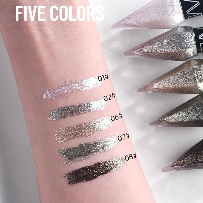 5 Pcs Liquid Eyeshadow Glitter Eyeliner Diamond Colorful Set with Shimmery and Waterproof Eye Shadow for Gift Eye Glitter Makeup (Type B)