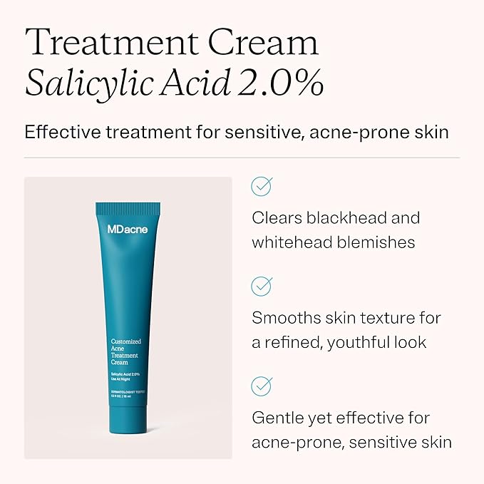 MDacne Salicylic Acid 2.0% (3-Pack) - Acne Treatment Cream, Facial Exfoliant Unclog Pores, Prevents Blemishes, Blackheads, Wrinkles & Fine Lines, Reduce Irritation for Sensitive Acne-Prone Skin