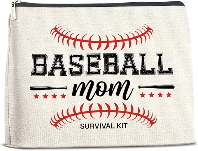 Baseball Mom Gift Makeup Bag for Women, Cosmetic Snack Bag for Baseball Lovers Team Players Coach Mother Travel Toiletry Pouch for Purse