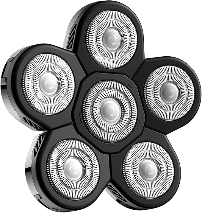 6 Blade Replacement Heads,Bald Shaver Replacement Heads Rotary Shaver for Bald Men Replacement Blade Beard Universal Fast Double Ring Hair Trimmer for 5 6 7 Head Electric Shaver