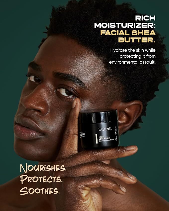 Buttah Skin Facial Shea Butter 2oz - Organic Whipped Virgin Raw Moisturizer for All Skin Tones - Hydrating & Natural