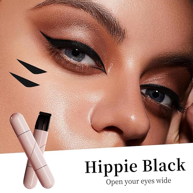 Foldable Eyeliner Stamp,Winged Eyeliner Stamp,Gel Eye liner Pencil Set for Perfect Wings,Smudge Proof & Waterpoof Eye Liner,Easy Eye Stencil Makeup Tool (2PCS-Brown)