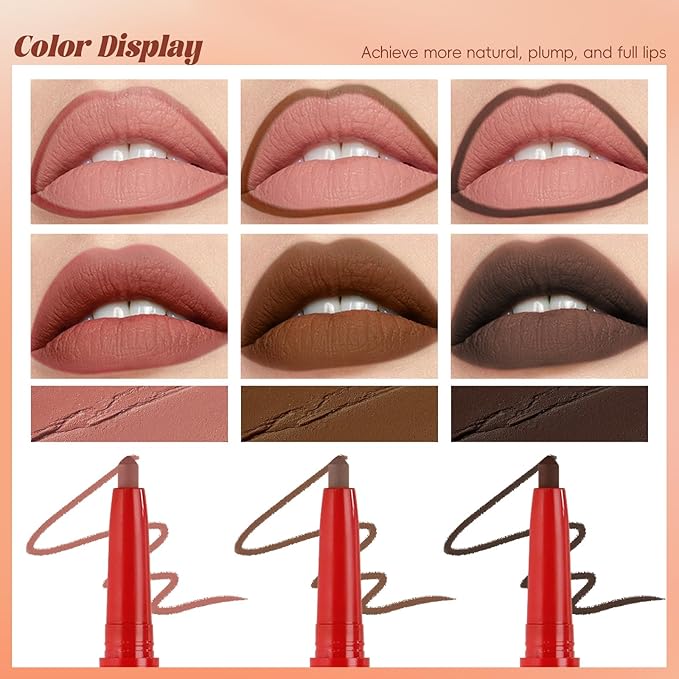 Noerrors 2-in-1 Lip Liner Pencil with Silicone Blending Tip,Creamy Matte Lip Pencil for Defining, Precise Application,Long-Lasting,Smudge-Resistant Lip Contour,Cocoa,Shaping & Featherproof Lock Makeup