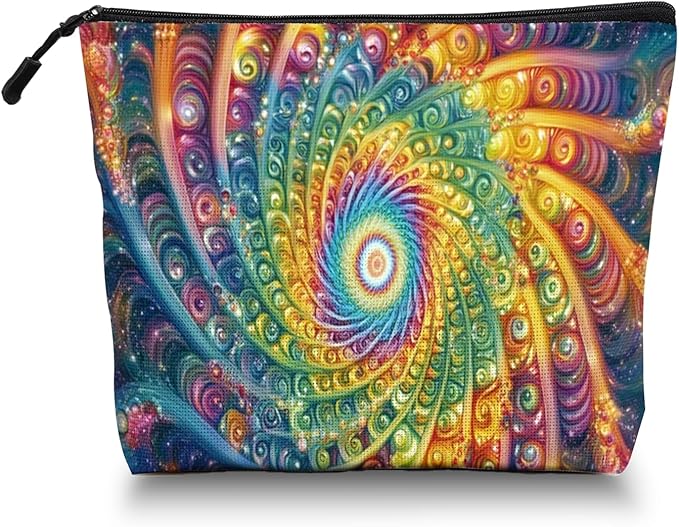 Cosmetic Bags Travel Makeup Toilet Case Waterproof Pouch for Women Girls 6.7X9.45inches - Abstract Art Style Spirals