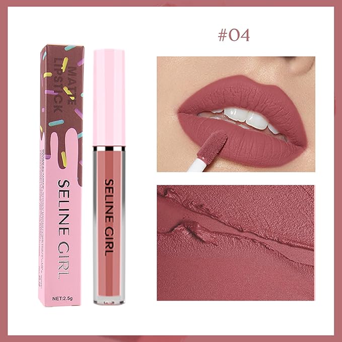Matte Lip Gloss, Lip Gloss Silky Smooth Finish, Lipgloss Makeup Colorful and Creamy Texture, Lipstick for Every Occasion, Lip Oil Moisturizing and Hydrated #04
