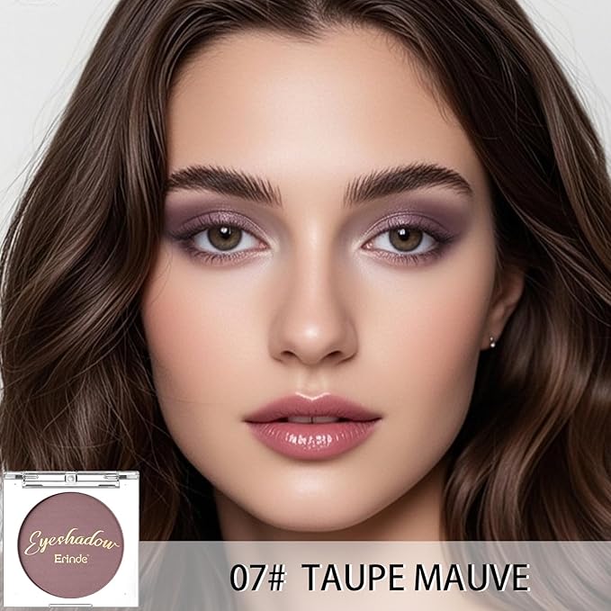 Erinde Mauve Taupe Matte Eyeshadow Palette Makeup for Older Women, Plum Purple Neutral Single Eye Shadow Powder for Green Eyes, High Pigment Waterproof Eyeshadow Sombra Para Ojos, 07