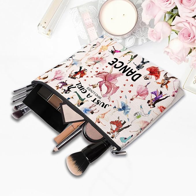 Dance Gifts Dance Makeup Bag, Dance Recital Gifts for Dancer, Birthday Gifts for Dance Lover Teacher Women, Dance Stuff Cosmetic Bag Toiletry Bag Pouch