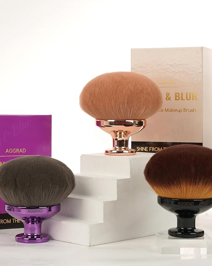 Upgraded Blend & Blur Body Makeup Brush for Self Tanner Tanning Lotion Sunscreen Applicator for Back Leg Makeup, Kabuki Foundation Brush for Liquid Beauty Supreme Cream Bronzer Brush for Face, Gold