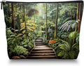 Makeup Bag Travel Cosmetic Bags Small Makeup Case Waterproof Zipper Pouch for Women Girls 7X9inches - Tropical Rainforest Walkway Surrounded By Foliage