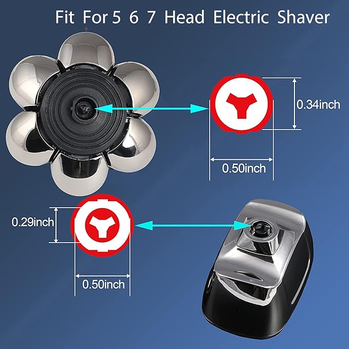 7 Blade Replacement Heads,Bald Shaver Replacement Heads Rotary Shaver for Bald Men Replacement Blade Beard Universal Fast Double Ring Hair Trimmer for 5 6 7 Head Electric Shaver