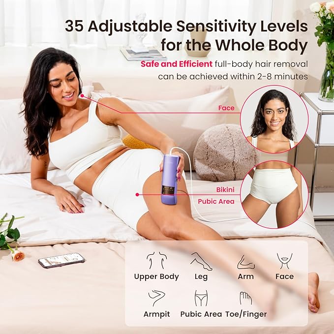 IPL Laser Hair Removal for Women and Men, 25J Triple-Pulse Permanent Hair Removal Device for Ingrown Hair, 37°F Painless Sapphire Ice Cooling Hair Removal for Legs, Armpits, Face, Bikini, Underarms