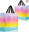 Nush Nush Large Fantasy Pastel Gift Bags – Set of 12 Reusable Rainbow Gift Bags With Handles – Colorful Goodie Bag for Kids, Birthday Party Favors, Christmas, Parties and Events, Holiday -13x5x11