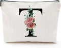Initial A-Z Personalized Letter Makeup Bag, Monogrammed Bridesmaid Gifts Presents Cosmetic Bag, Portable Stationary Storage Organizer Pouch, Friendship Love Travel Makeup Bags