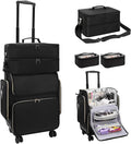 OCHEAL Hairstylist Traveling Case with a Large Makeup Travel Case for Hairstylist, Hairdresser Bag with Detachable Pouch,360° Rotatable Wheelsfor Hairdressing Tool Organizer