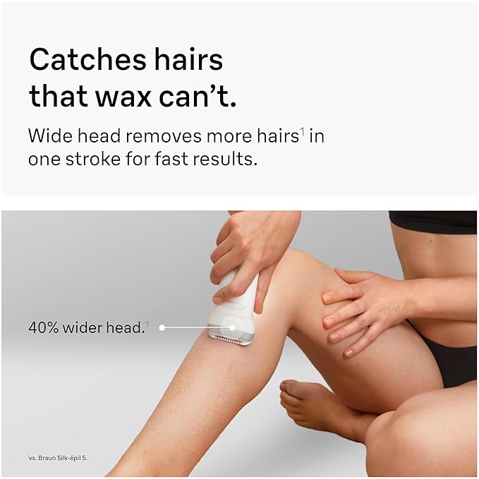 Braun Silk-épil 7 Epilator, Wet and Dry, Wide Head, Includes Venus Intimate Razor, Shaver Head and Trimmer Comb, SE7-141