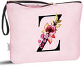 Vavabox A-Z Personalized Makeup Bag, Birthday Gifts for Women Mom, Gifts for Best Friend, Bride Bridesmaid Cosmetic bag (Z, Pink)