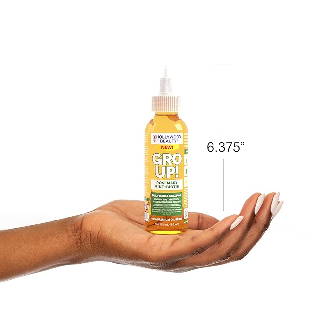 Hollywood Beauty Gro Up! Daily Hair & Scalp Oil with Rosemary, Mint, and Biotin, 4 fl oz