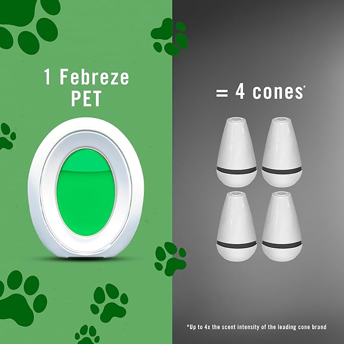 Febreze Bathroom Air Freshener, Odor-Fighting, Plug In Alternative, Air Fresheners for Home and Bathroom and Kitchen, Closet Air Fresheners, Heavy Duty Pet Scent, 4 Count