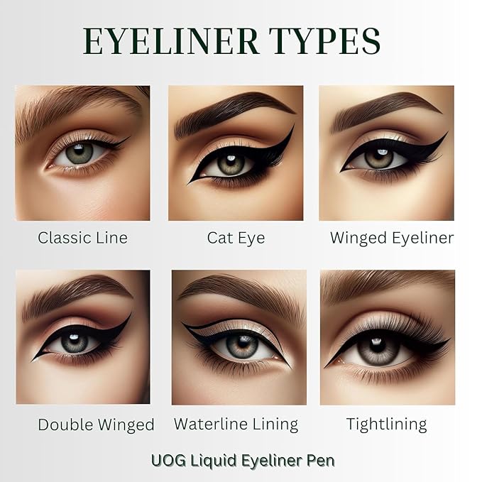 UOG (United One Liquid Eyeliner & Eyebrow Liner - Waterproof, Semi-Permanent, Smudge-Proof, Lasts Up to 7 Days, Allergy-Free with Precise Slender Tip. 5.0 mL/0.54 Fl oz(3 packs) (Black, 3 PCS)
