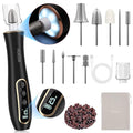 Electric Nail Drill, Professional Manicure Pedicure Kit, Cordless Electric Nail File Set, Rechargeable Pedicure Tools for feet, 10 Speeds Hand Foot Care Nail Drill for -360° LED Light Black