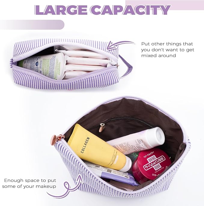 Teen Girl Travel Essentials - Birthday Gifts for Girls Teens Kids Daughter Sister Her,Cute Trendy Stuff Makeup Bag Set Cosmetic Bag - Lavender,E