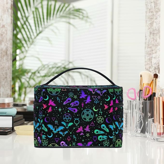 Makeup Bags, Gothic Different Magic Elements Makeup Organizer Bags Toiletry Bag Box Travel Cosmetic Bag Make Up Train Case for Women Teen Girl Ladies