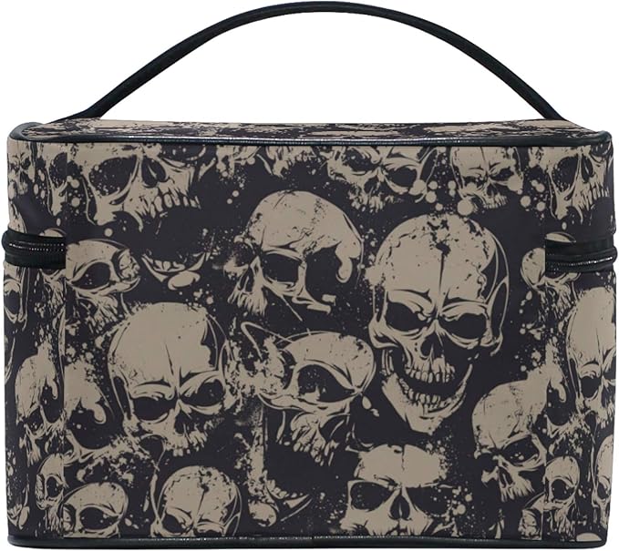 Makeup Bag, Grunge Skulls Travel Makeup Organizer Bag Cosmetic Cases Toiletry Bags for Girl Women Ladies