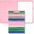 kate spade new york A4 Clipboard Folio with Low Profile Clip, Professional Padfolio Includes Lined Notepad, Pen Loop, and Pocket, Ocean Stripe