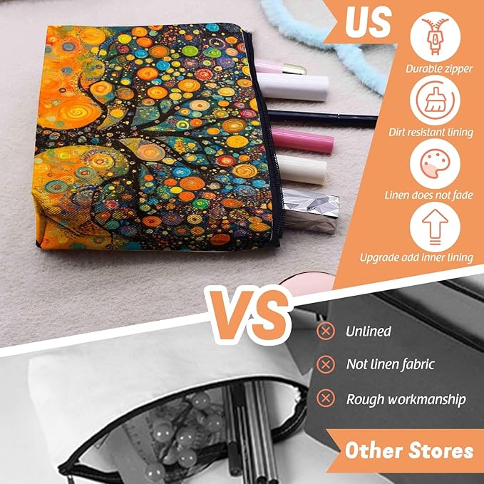 Cosmetic Bags Travel Makeup Toilet Case Waterproof Pouch for Women Girls 6.7X9.45inches - Whimsical Chromatic Arbor