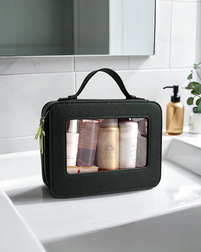 KOTORA Small Makeup Bag for Purse Cute Travel Makeup Bag Clear Cosmetic Bag with Zipper, Car Make Up Bag Organizer Storage Traveling Car Accessories Travel Essentials for Women