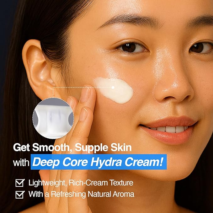 Deep Core Hydra Cream – Korean Skincare Face Moisturizer with Hyaluronic Acid, Ceramide & Botanical Blend – Layered Hydration Cream for Dry and Dehydrated Skin – 3.38 fl oz (100ml)