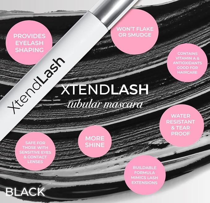 MCoBeauty - Xtendlash Tubing Mascara - Award Winning Black Mascara for Lifted, Defined Lashes - Richly Pigmented - Smudge Proof, Buildable Formula - Eye Makeup