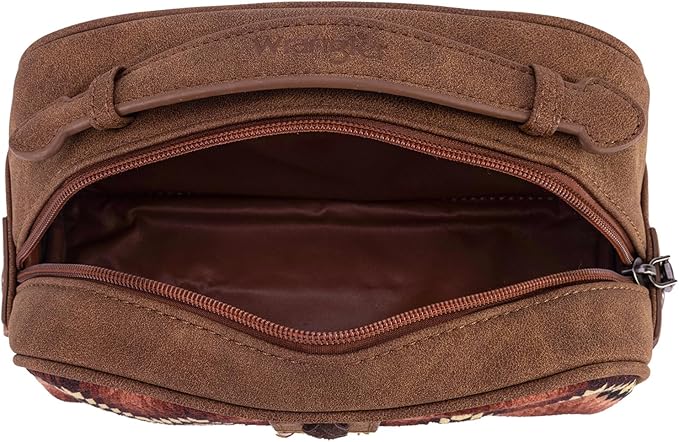 Montana West Wrangler Makeup Bag for Women Small Cosmetic Toiletry Bags Western Make Up Pouch Durable Cute Travel Purse, Brown