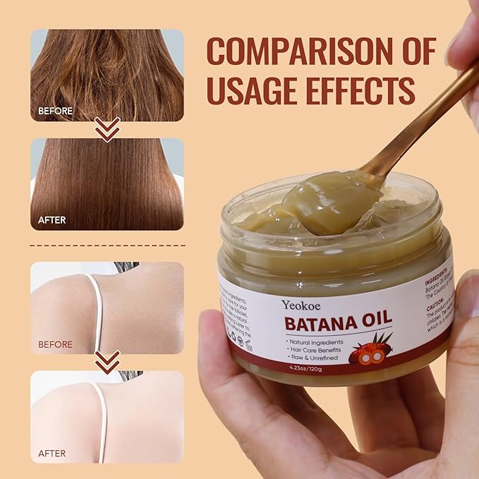 Batana Oil for Hair Growth Pure and Natural Raw Unrefined Dr Sebi,Hair Oil,Great for Skin Care and Hair Care Promotes Hair Thickness for Men Women