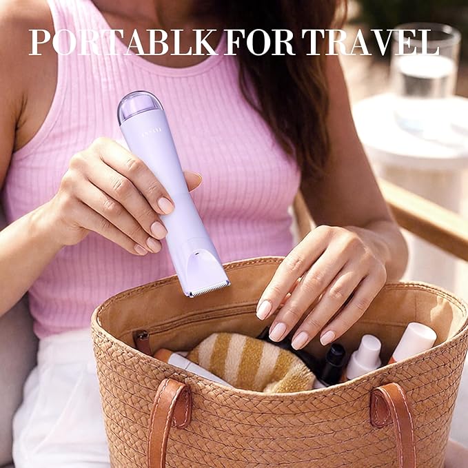 Bikini Trimmer for Women, 2 in 1 Electric Shaver for Women, Bikini RazorWaterproof IPX7 with LED, Pubic Hair Trimmer for Leg Arm Underarm Bikini Area, Pull Bows Gift Box(Lavender Dream Purple)