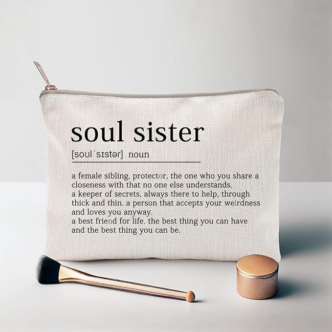 Soul Sister Makeup Case Gifts for Sister Cosmetic Bag Best Friend Toiletry Bag Gift Motivation Quotes Sister Birthday Gift (Soul Sister)