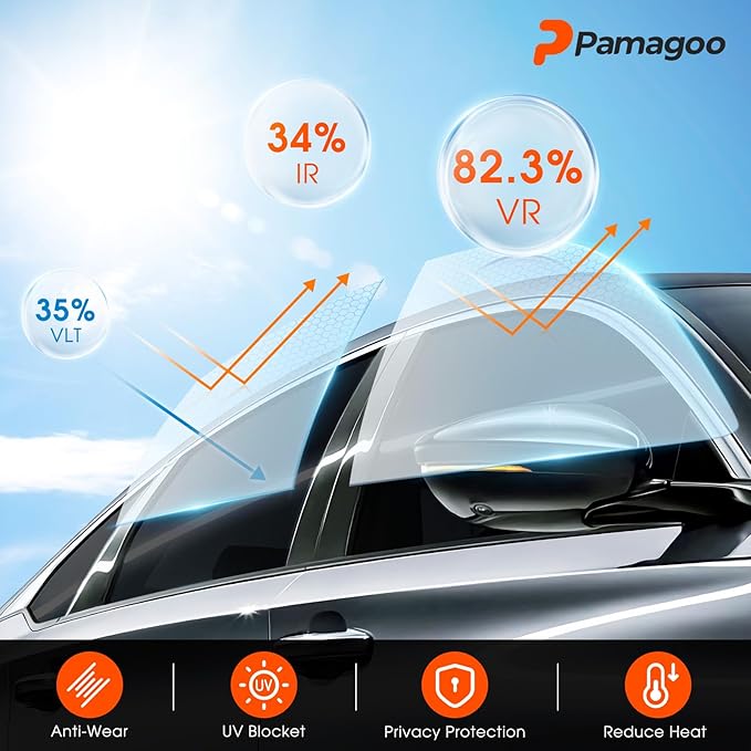[2025 Upgrade] PAMAGOO Car Window Tint 35% VLT, 35 Percent Nano Ceramic Window Roll 20"Inch x 20'Ft, Automotive Car Tint for Privacy Sun & Glare Protection UV Heat Blocking, Scratch Resistant 5-Layer