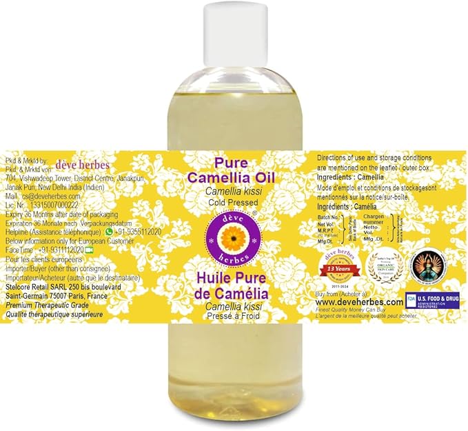 Greenwood Essential Pure Camellia Oil (Camellia kissi) Cold Pressed 200ml (6.76 oz)