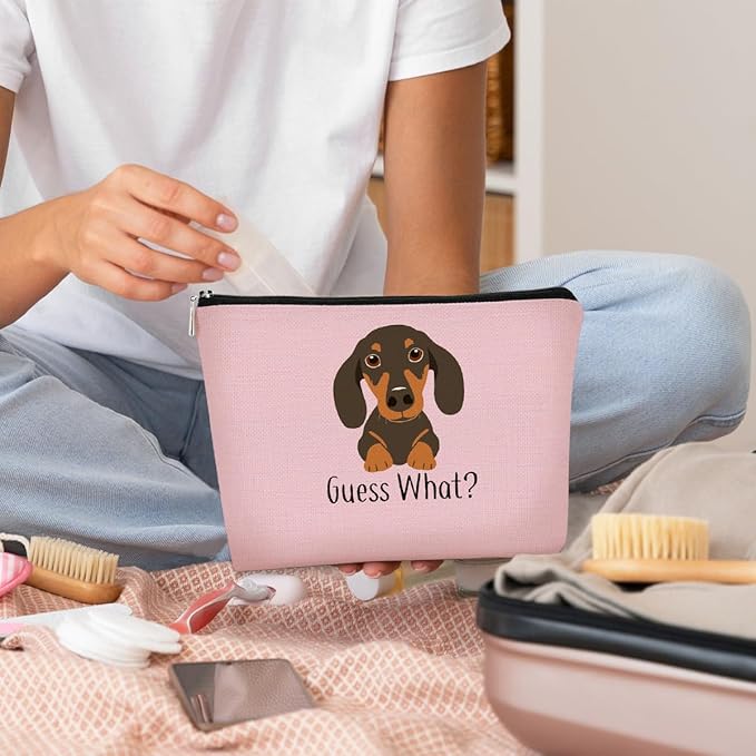 Dachshund Gifts Makeup Bag - Dachshund Cosmetic Bag for Women, Dog Mom, Teen Girls & Daughter