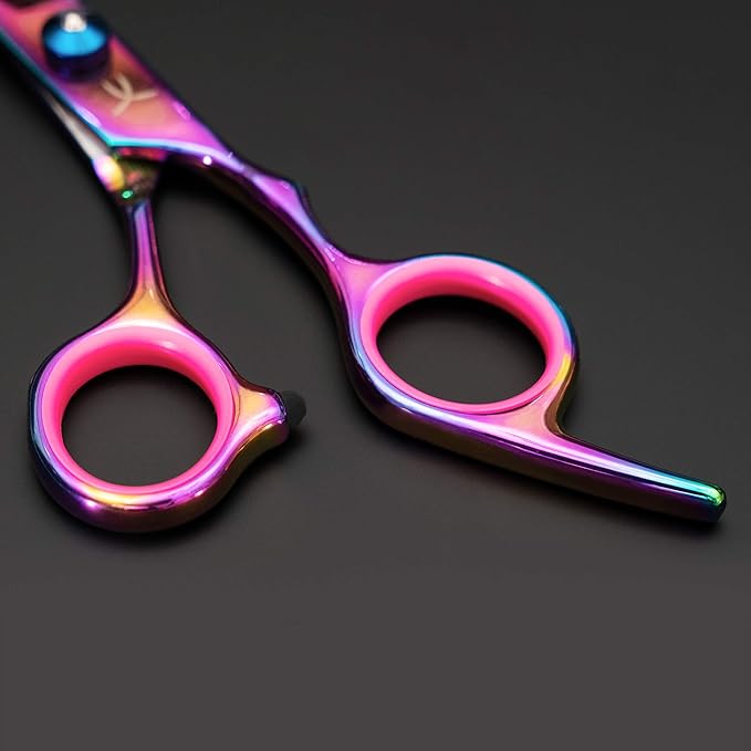 FARRAY Hair Cutting Scissors - Japanese Stainless Steel,Professional 6.5" Razor Edge Barber Shears for Men, Women & Kids Ergonomic design for Salon & Home(Aurora color)
