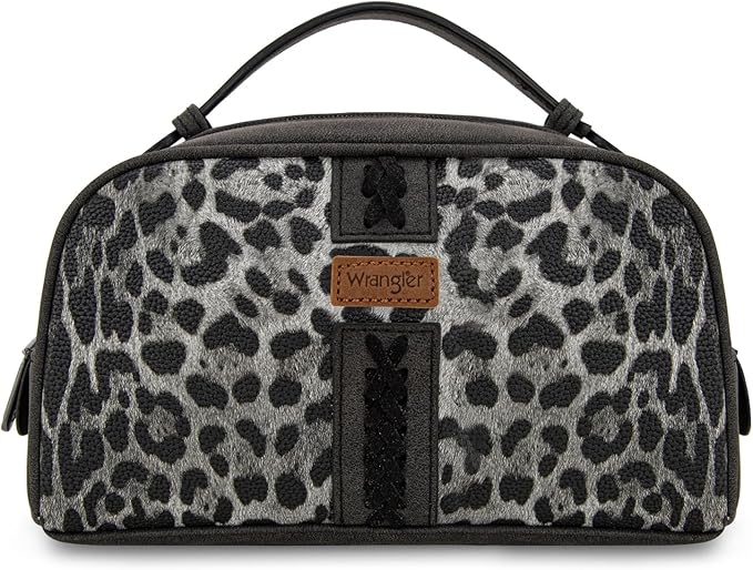 Montana West Wrangler Makeup Bags for Women Leopard Print Toiletry Bag Small Travel Cosmetic Organizer for Gift