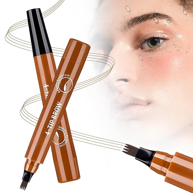 Microblading Eyebrow Pencils for Women,2026 Upgraded 3D Waterproof Eyebrow Pen,Long Lasting 4-Tip Brow Pencil, Eye Brow Pen for Natural Brows (Light Brown)