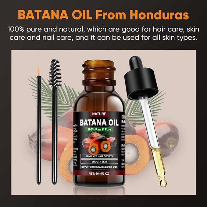 Batana Oil for Hair Growth - Organic, Unscented, Clear Oil for All Hair Types - Enhances Radiance & Nourishment