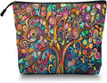 Cosmetic Bags Travel Makeup Toilet Case Waterproof Pouch for Women Girls 6.7X9.45inches - Colorful Abstract Tree With Swirling Patterns