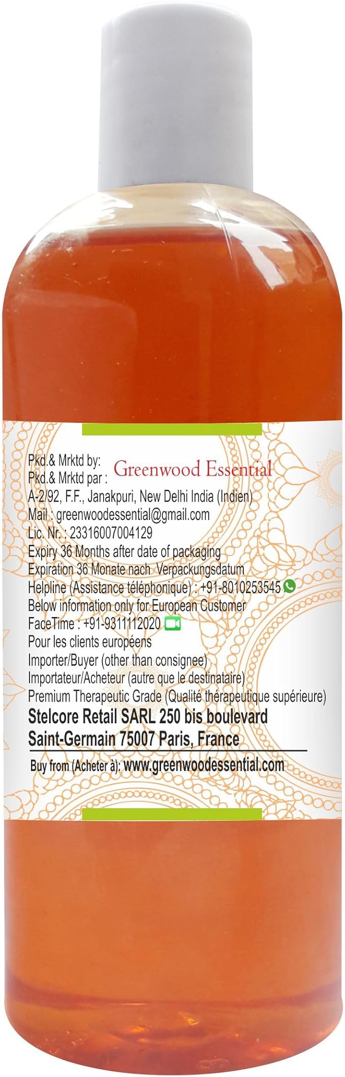 Greenwood Essential Babchi (Bakuchi) Oil (Psoralea corylifolia) | Cold Pressed | Natural | Undiluted | For Diluting Essential Oils | For Skin & Massage | Men & Women | 200ml (6.76 oz)