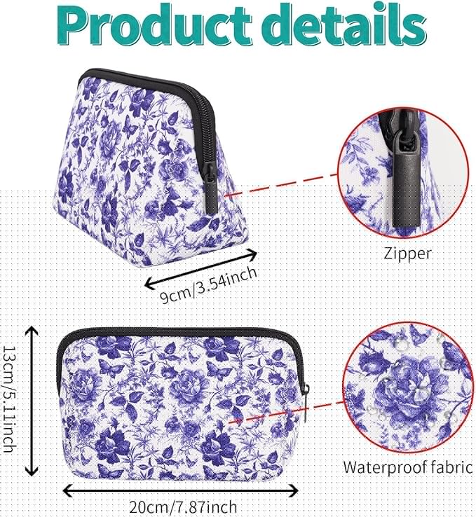 Cosmetic Bag Waterproof Neoprene Zipper Pouch Travel Portable Toiletry Makeup Bags Organizer Case for Women and Girls