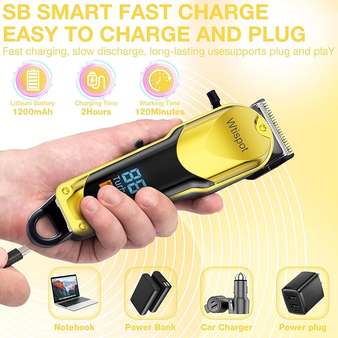 Hair Clippers Set for Men,Hair Clipper Trimmer with LED Display, Professional Cordless Hair Clipper Shaver Beard Trimmer, Hair Cutting Machine for Men, Holiday Gift for Father's Day Gift(with Apron)