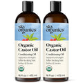 Sky Organics - Castor Oil Organic - Volumizing Hair Oil - Scalp, Lashes, Brows - Pure Castor Oil Cold Pressed - Natural Conditioner - Omega Fatty Acids, Vegan - Beauty, Hair,16oz, 2 Pack w Ebook