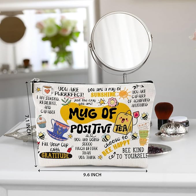 Inspirational Gifts Makeup Bag, Positive Affirmations Cosmetic Bag, Organizer Zipper Pouch Boss Day Mothers Day Birthday Motivational Gifts for Women Friends Sister Coworker Daughter